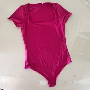 Pink Square Neck Bodysuit